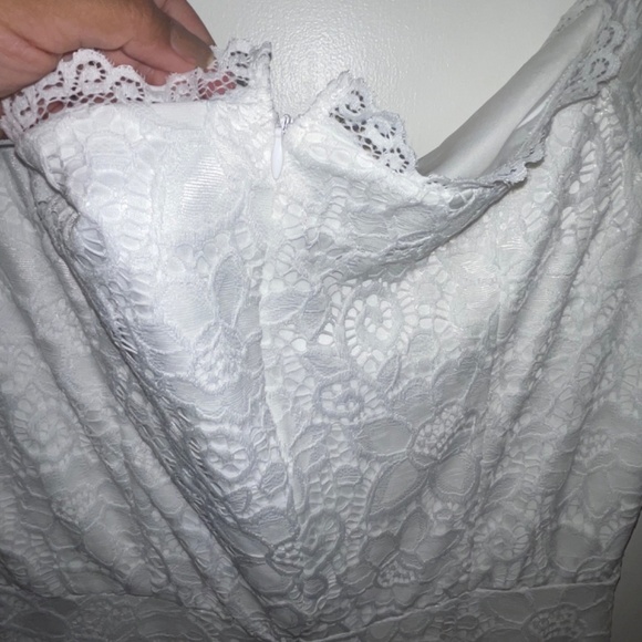 Women's Lace Cocktail Dress Hi-Lo Off Shoulder Swing Formal Party Dress - Picture 13 of 16